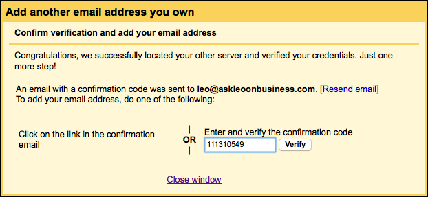 Gmail confirmation code