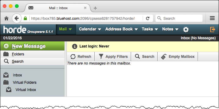 Horde email interface at Bluehost