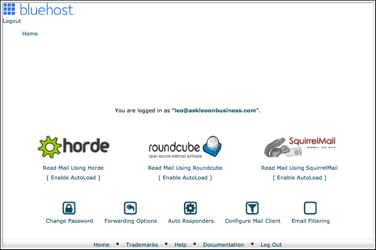 Bluehost Webmail Frontend