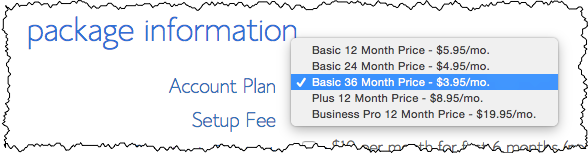 Bluehost plan selection