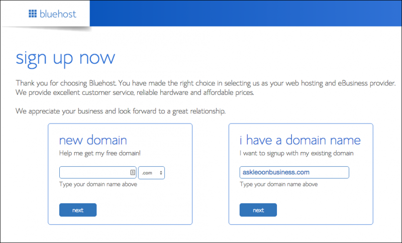 Bluehost - get or specify the domain