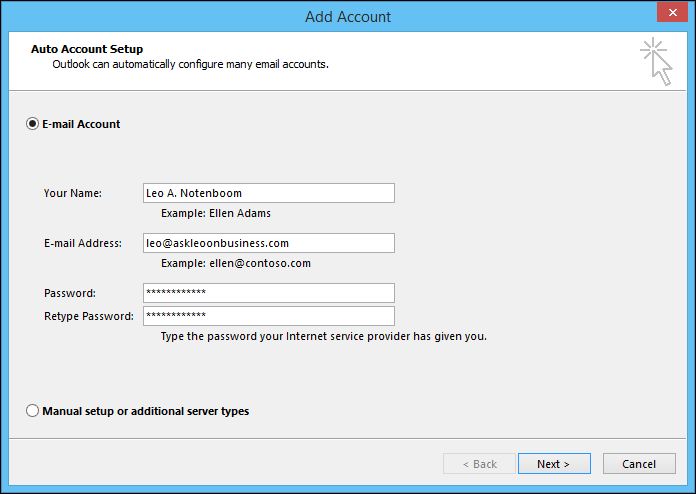 Outlook Auto Account Setup