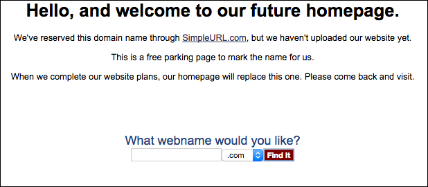 SimpleURL's parking page