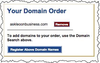 SimpleURL summary of domain name order