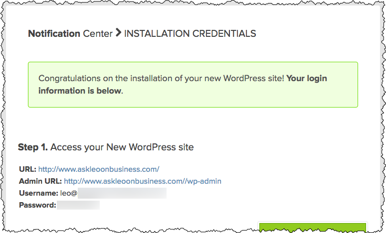 Wordpress Credentials