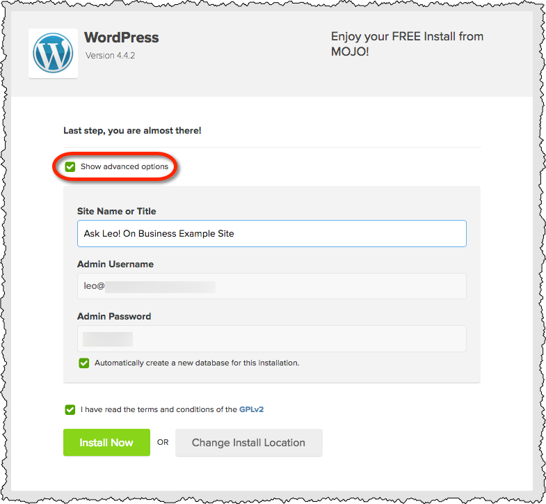 Wordpress Install - Almost There