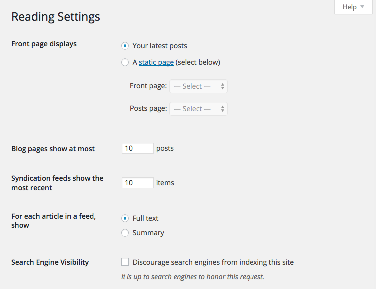 Settings - Reading