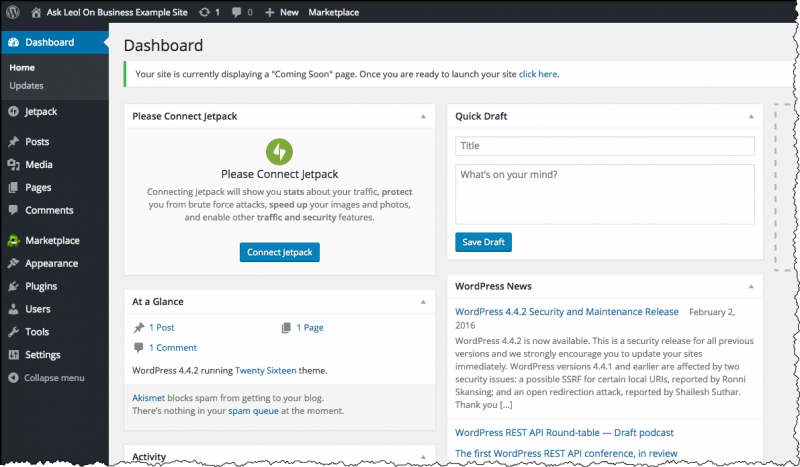 Wordpress Dashboard