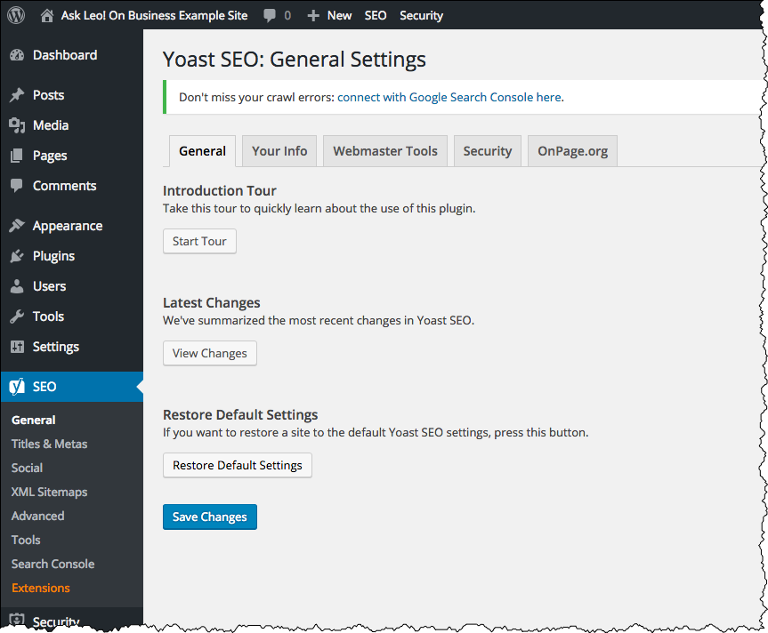 Yoast Settings