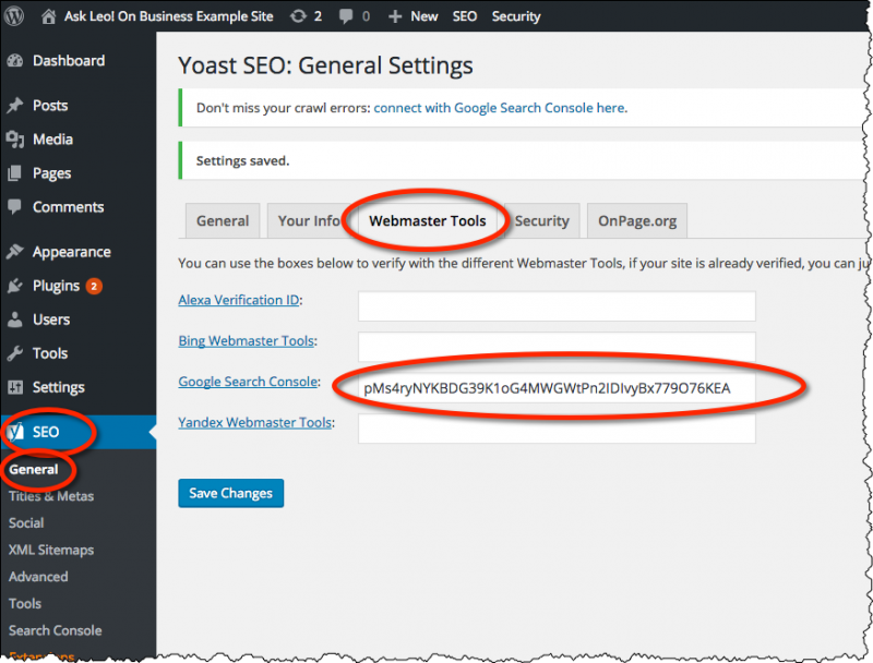 Yoast SEO Webmaster Tools