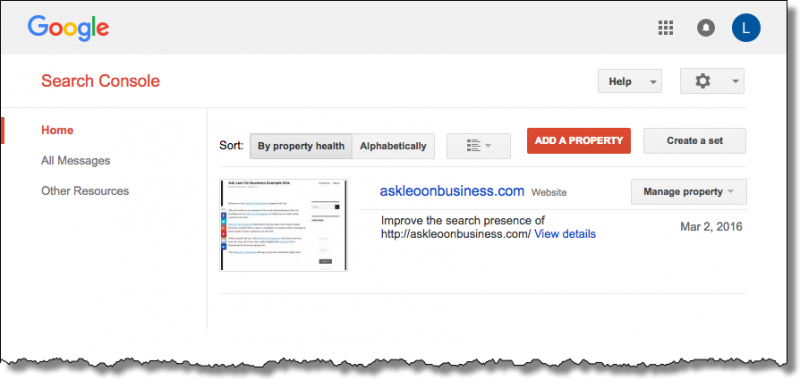 Ask Leo! On Business Example Site in Google Search Console