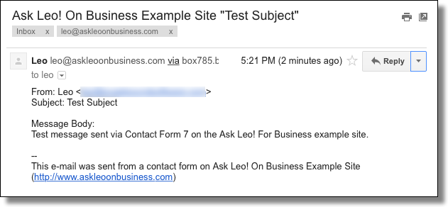 Contact Form 7 Generated Email