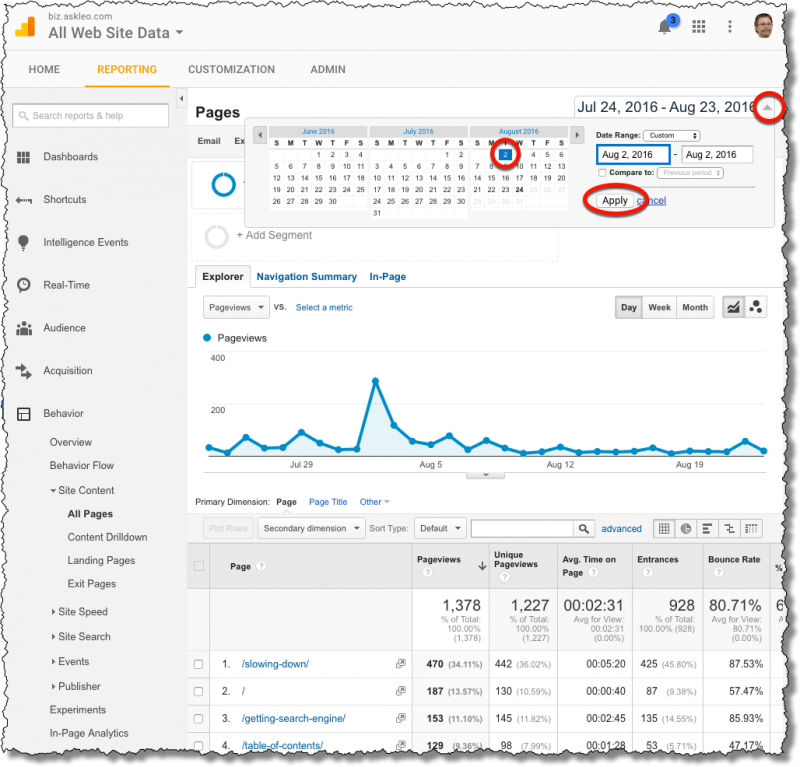 Specifying a Date Range