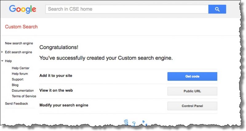 Custom Search Engine Created