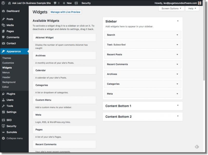 Widgets in WordPress