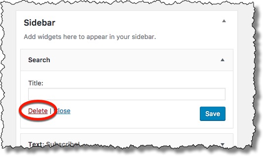 Delete Search Widget