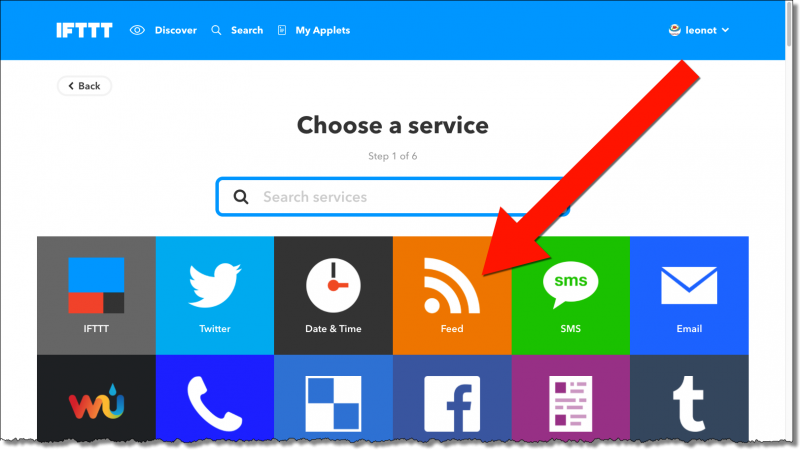 IFTTT: Choose A Service