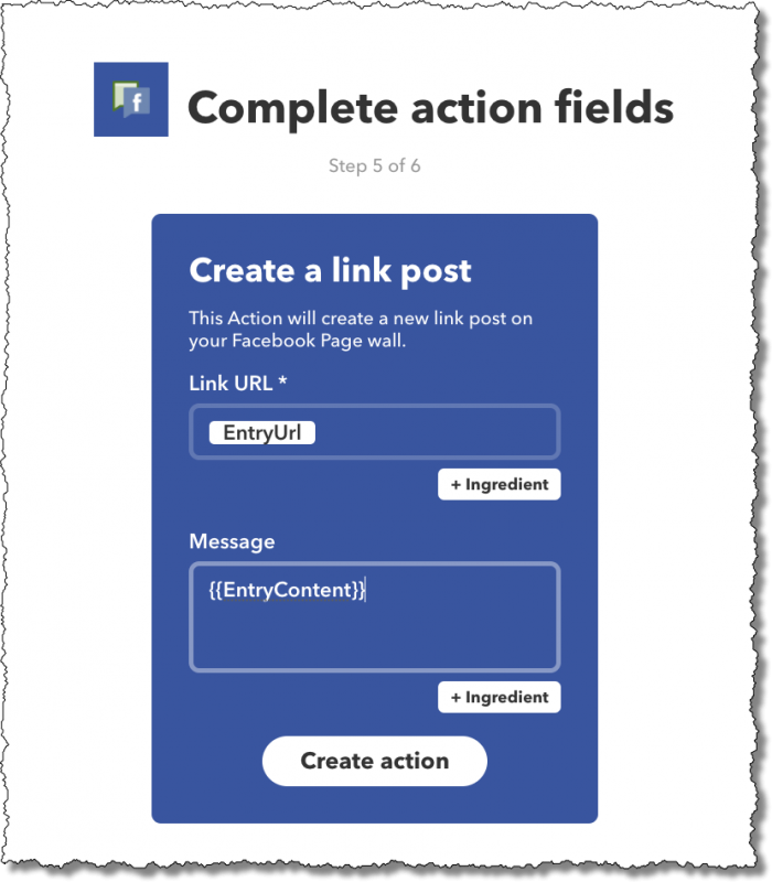 IFTTT: Complete Action Fields